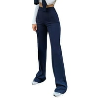 Casual pantalone za žene modne ležerne radne hlače Čvrsto boju rastezanje visokog struka ravne hlače