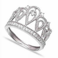 Zircon Crown Ring Sterling Silver