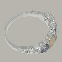 Britanci napravio 9k bijeli zlatni ženski prsten prirodni tanzanite i Opal bend prsten - veličine opcija