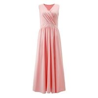 Yubnlvae tanka haljina Ženska haljina za ženska haljina u boji Tunic Partysexy Solid Color haljina ružičasta