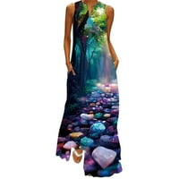Ženska ljetna haljina casual bez rukava s rukavima maxi labava boho plaža dugačka seća sa džepovima