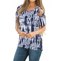 HHEI_K Ženski ljetni tisak kratkih rukava za hladnu majicu za hladnu ramenu Bluze za žene ljetne vrhove