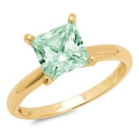 2. CT Sjajno princeze simulirani zeleni dijamant 14k žuti zlatni pasijans prsten sz 9.75