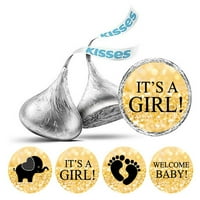 Darling Suvenir Baby Girl Theme Teme naljepnice za čokoladne slatkiše - Glitter Gold
