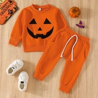 Sehao Toddler Boys Girls Winter Dugi rukav Halloween Pumpkins Prints Tops Hlače Outfits Set Objave