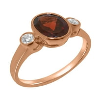 Britanci izrađeni tradicionalni čvrstih 9k ružičasti zlatni prsten sa prirodnim granskim i dijamantnim
