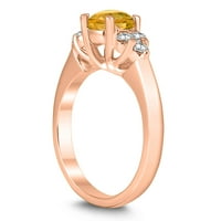 Ženski citrinski i dijamantski cintni prsten u zlatu od 10k ruže