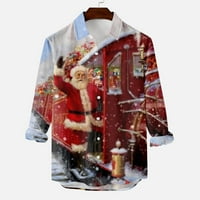 Clearsion Muška majica s dugim rukavima Plaža Santa Claus Print Cardigan majica s dugim rukavima