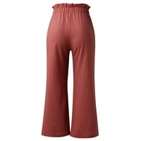 Ležerne pantalone za žene Žene Ljeto pamučno posteljina casual dugačak pant visoki struk labav fit casual