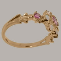 Britanska napravljena 10k Rose Gold Prirodni ružičasti turmalin i Opal Womens Promise Ring - Opcije