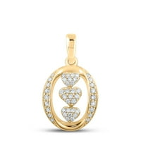 Dijamantna ponuda 10KT Žuta zlatna žena Okrugli dijamant trostruki privjesak za srce CTTW