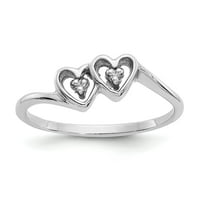 14k bijelo zlato AAA Real Diamond srčani prsten