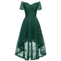 Ženske haljine V-izrez casual srednje dužine čipke A-line s kratkim rukavima ljetna haljina zelena s