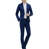 Leesechin muški odijelo set rever formalno stilski tasteri džepovi odijelo + košulja + odijelo hlače