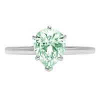 2.0ct kruška zelena simulirana dijamant 14k Bijelo zlato ugraviranje Izjava bridalne godišnjice Angažovanje