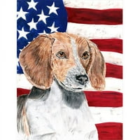 English Foxhound USA američka zastava zastava na vrt