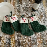 Pnellth Božićne čarape Pismo vezene viseće pletene čarape za svečane odmore za odmor