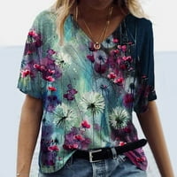 Yubatuo ženski vrhovi ženski ljetni casual okrugli vrat majica kratkih rukava Vintage Print Top bluze