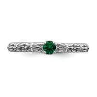 Čvrsti sterling srebrne boje stvorene smaragdno zeleni može drago kamen jedno kameni prsten večnosti