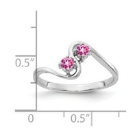 Čvrsta 14K bijela zlatna ružičasta safir za angažman prstena veličine 8.5