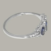 Britanci izrađeni sterling srebrni prirodni safir Womens Obećaj prsten - Opcije veličine - Veličina