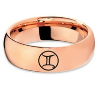 Tungsten horoskop Blizanci prsten za muškarce Žene Udobne cipele 18K Rose Gold Dome Polirana veličina