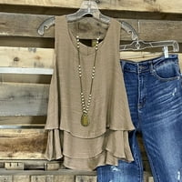 Cisterna za žene Ženski trkački trkački vrhovi bez rukava Ljeto Lose Fit Scoop izrez Boho Vest Top Khaki