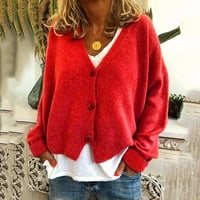 Cardigan džemperi za žene Čvrsto boje dugih rukava Klint Cardigan Jakne Dugme za vodu Crveni kardigan