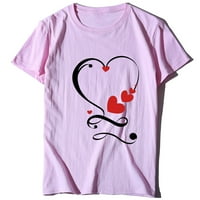 Ženske košulje s kratkim rukavima Ženska majica za Valentinovo za kratke rukave, tiskana s kratkim majicama
