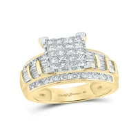 10KT Žuta zlatna princeza Dijamantni bridalni vjenčani zaručnički prsten CTTW