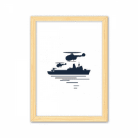Vojni ukras za helikopter s helikopterom Drveni slikarski ukras Frame slike A4