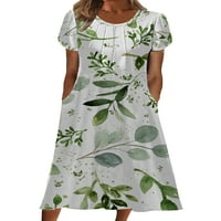 Ženske maxi haljine Crew vrat ljeto plaža sandress cvjetni print duga haljina dame kaftan odmor zeleni
