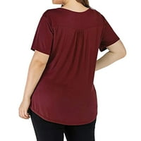 Ženske majice Plus majica V-izrez gumb UP Teers Ruffle Tunics Kratki rukav Top Jednostavan na otvorenom