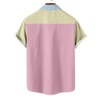 SIMPLMASYGENI Clearence Mahune majice Ljetni muškarci Ležerne prilike modne patchwork patchwwork ovratnik Štampanje kratkih rukava ima džepove bluza s gumbom