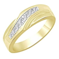 Okrugli rezani bijeli dijamantski rub za vjenčanje za vjenčanje u 10k žuto zlatno prsten veličine-9,5