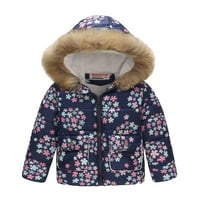 Odjeća za dijete Dječji kaput zimska jakna za djecu djevojke s kapuljačom otiske male trake sa patentnim