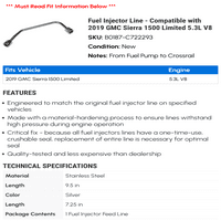 Linija za ubrizgavanje goriva - kompatibilna sa GMC Sierra Limited 5.3L V8