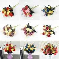 Yannee Artificial Silk Rose Cvjetni boch Bouquet Heads List Rose Wedding Cvjetni kućni dekor