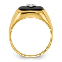 10k žuto zlato Diamond okrugli ony crni prsten bend, veličine 8