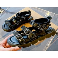 TENMI GIRKE ravne sandale gležnjače modne sandale ljetne cipele koje se ne klizne ležerne cipele djeca čvrste kopče crna 6,5c