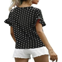 Glookwis Ženske tačke tuničke bluze Osnovna majica Comfy Fashion Majica Cvjetni print Ruffled Chiffon