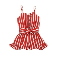 Toddler Kid Baby Girl Odjeća bez rukava Striped Romper ljetna šifon odjeća