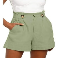 Bomotoo dame kratke vruće hlače Elastična struka Drže Bermuda Mini pant-baggy ljetni kratke hlače Sport Green M