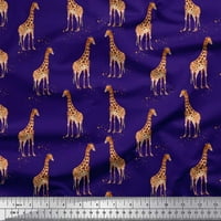 Soimoi Blue Rayon Crepe tkanine Dot & Giraffe životinjske tkanine otisci sa dvorištem širom