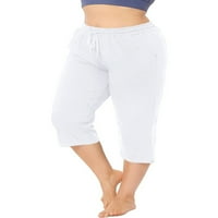Plus veličina Ženska dužina elastičnih struka pantalone dame kapri obrezane hlače