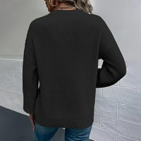 Pleteni džemper prsluk za žene modne žene solidne boje dugih rukava polica po rupu na vrhu pukotine