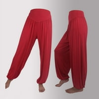 Ženske elastične labave ležerne pamučne meke joge sportske plesne harem hlače teretni pantalone za žene