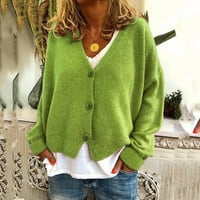 HUNPTA modne žene čvrste V-izrezne tastere casual rastezljivi pleteni džemper kardigan kaput