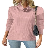 Cindysus dame obične pulovere u boji žene slim fit tee visoki vrat DailyWer dugi rukav Basic bluza ružičasta