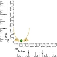 Oblik kruška simulirani zeleni smaragd leteći ogrlica od austinskih šišmiša u 14K Yellos zlato preko